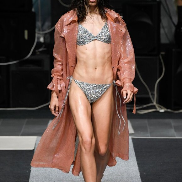 Ashish SS/19 Runway Mirage Sequined Double-Breasted Belted Trench Coat - Picture 1 of 14